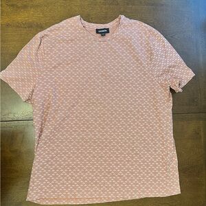 Express Men's Pink Patterned Short Sleeve Tee